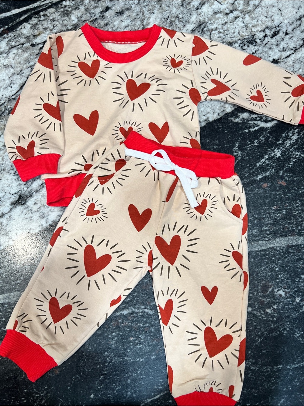 Baby Heart Print Lounge Set | Size 70 (3–6 Months)